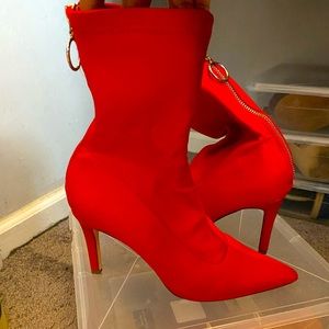 Vibrant red ankle boots. Stylish and beautiful all year round.
